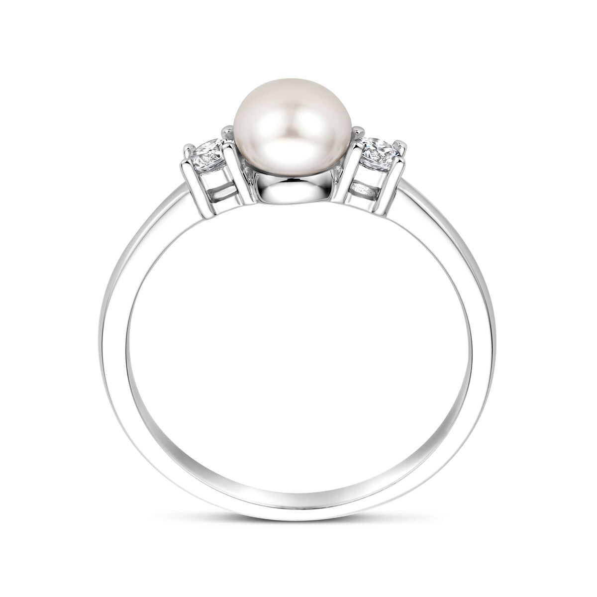 Anello in argento con perla e zirconia – anello da donna in argento 925 rodiato