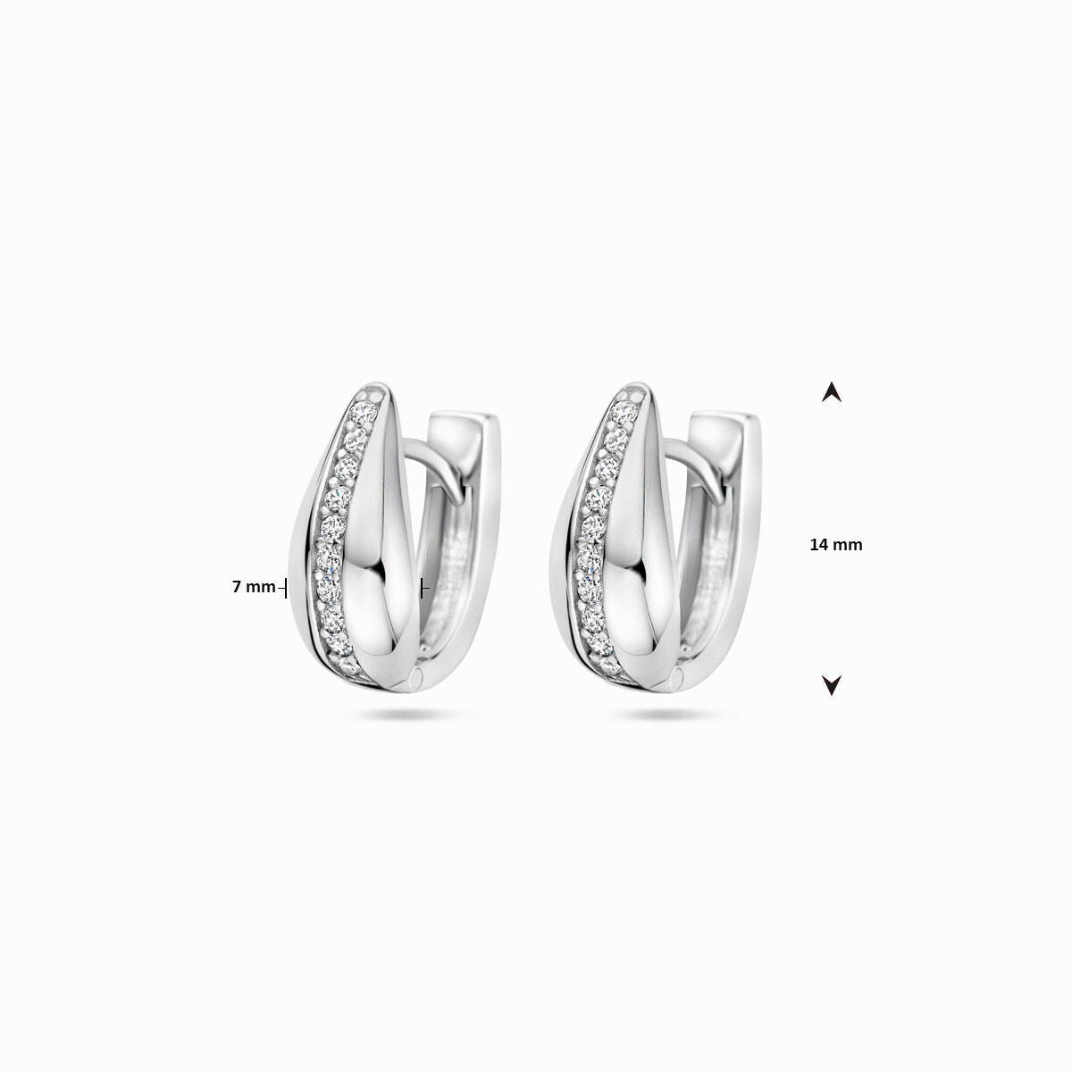 Orecchini a Cerchio a Scatto in Argento 925 Rodiato con Zircone