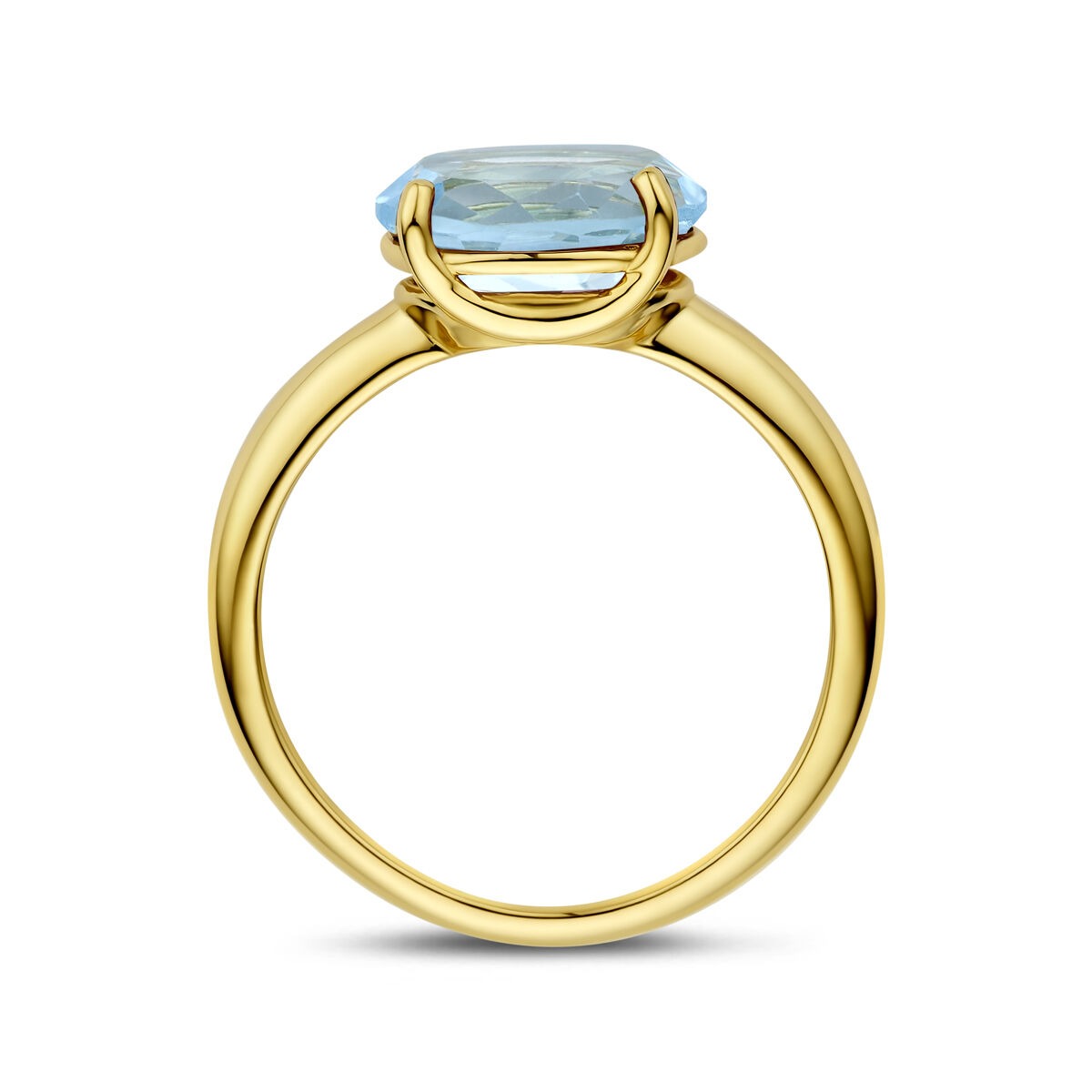 Anello in oro giallo 14k con topazio blu
