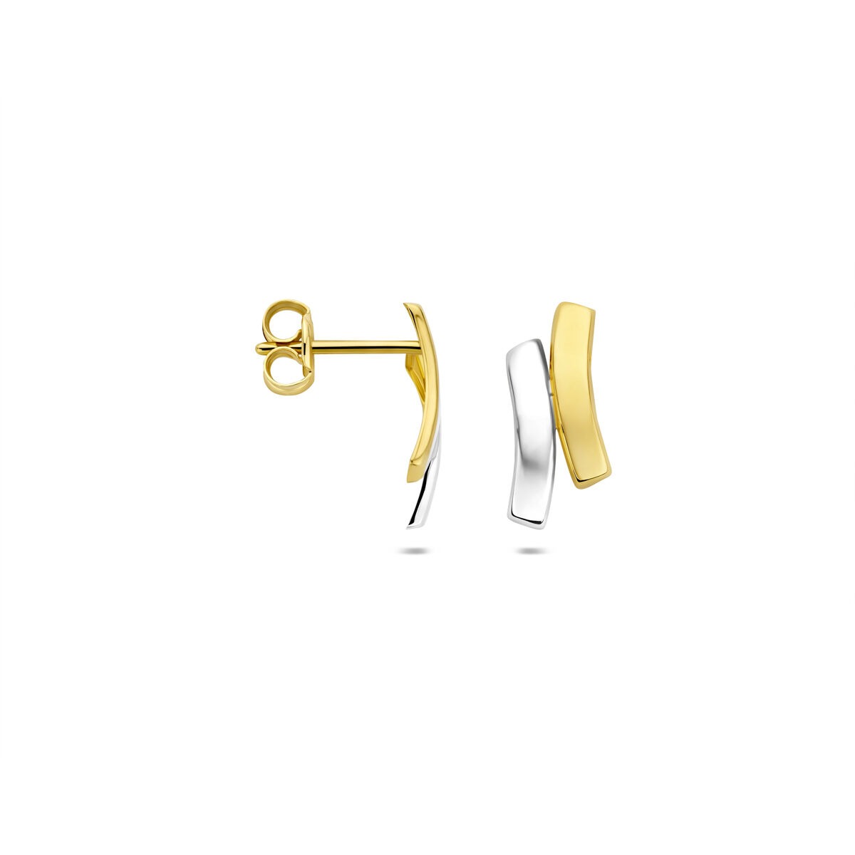 Orecchini a bottone in oro bicolore 9k