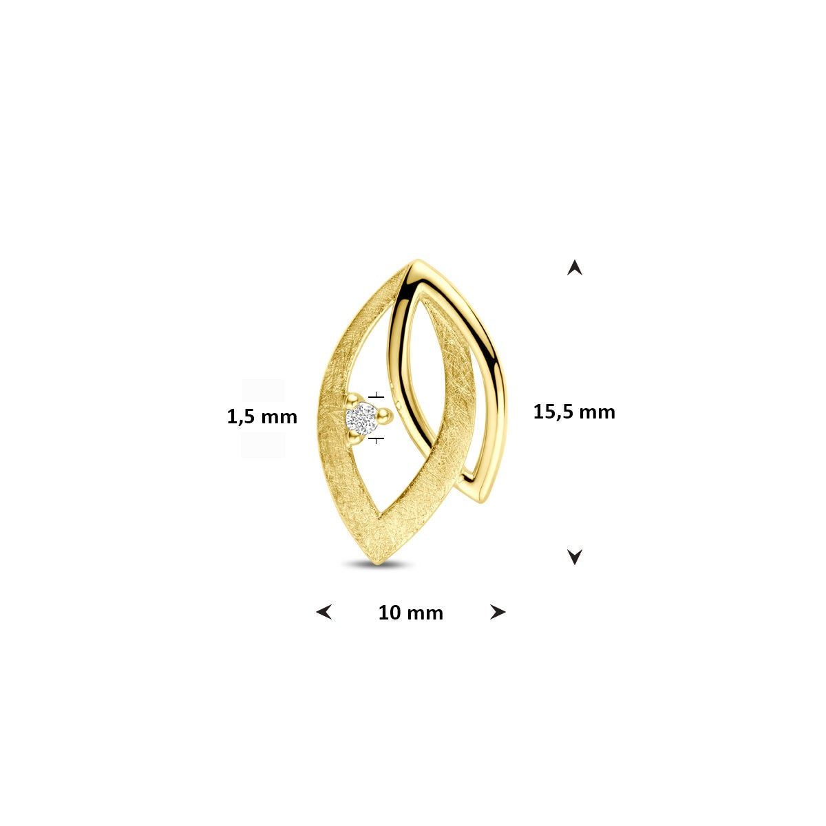 Ciondolo in oro con diamante 14k 0.02ct h si 15,5 mm