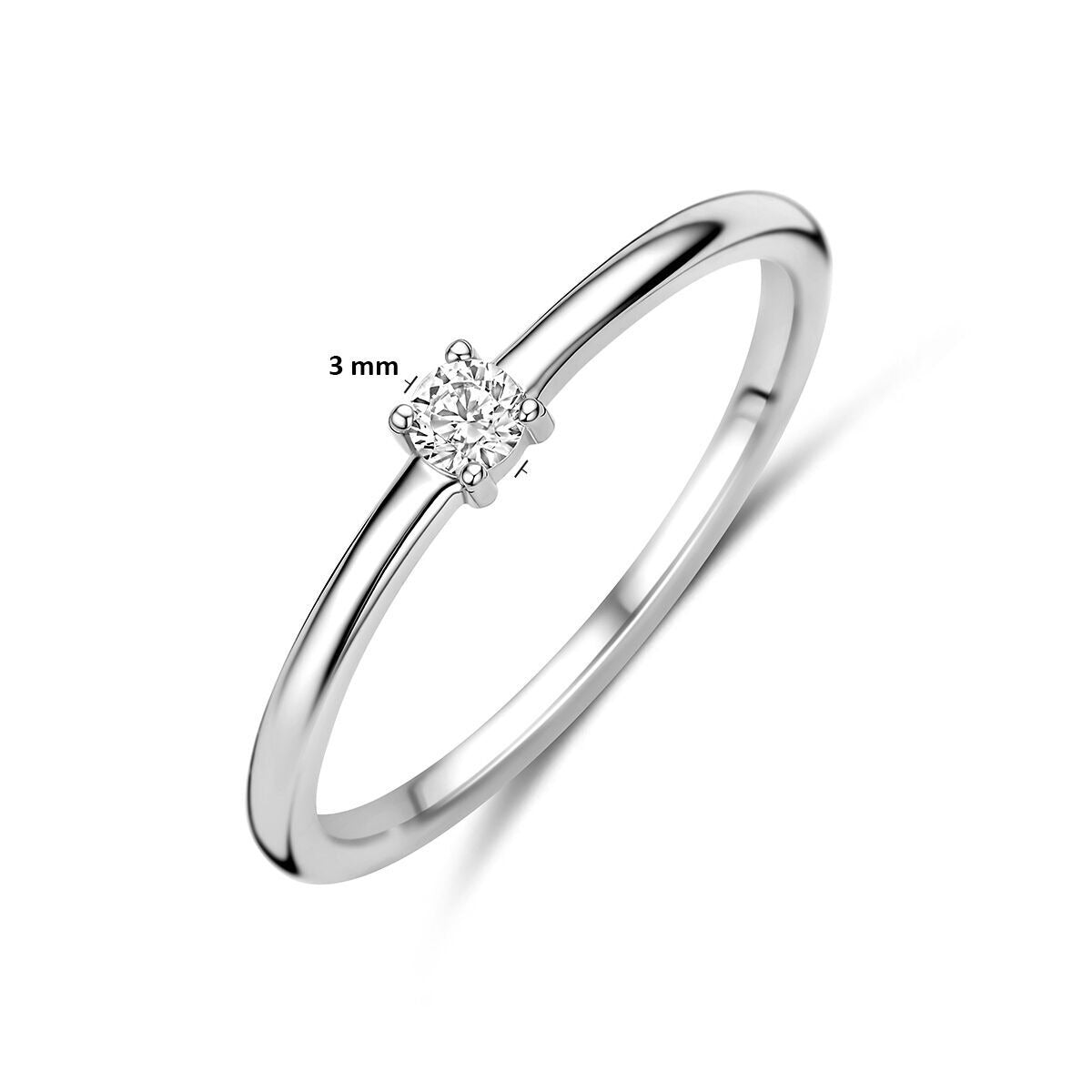 Gerhodineerd 925 zilveren ring met zirkonia