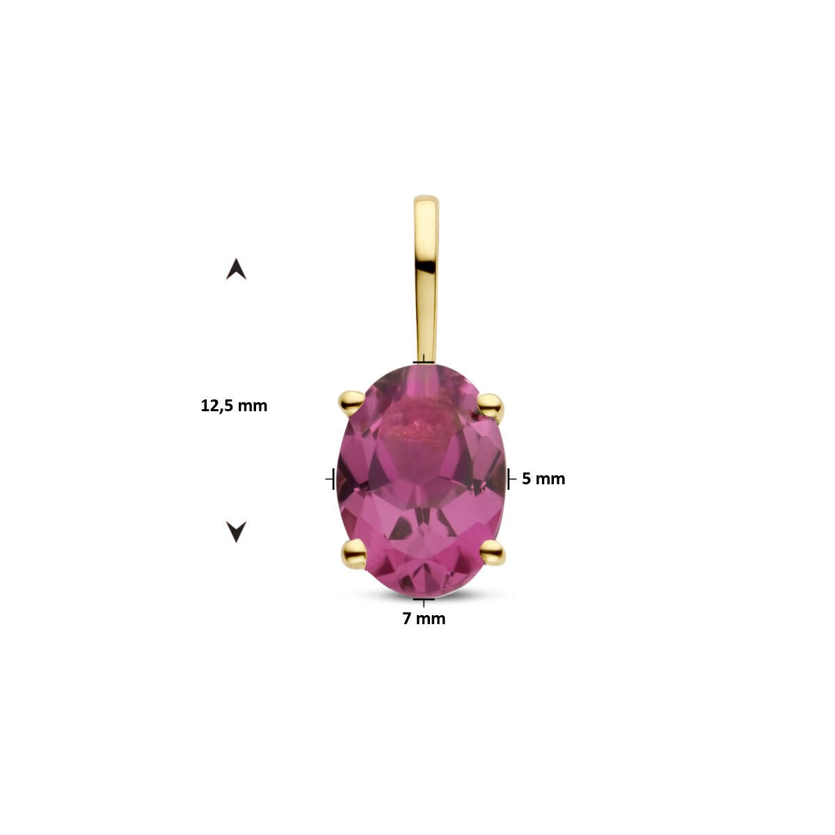 Ciondolo in oro giallo 14k con tormalina rosa – pietra portafortuna