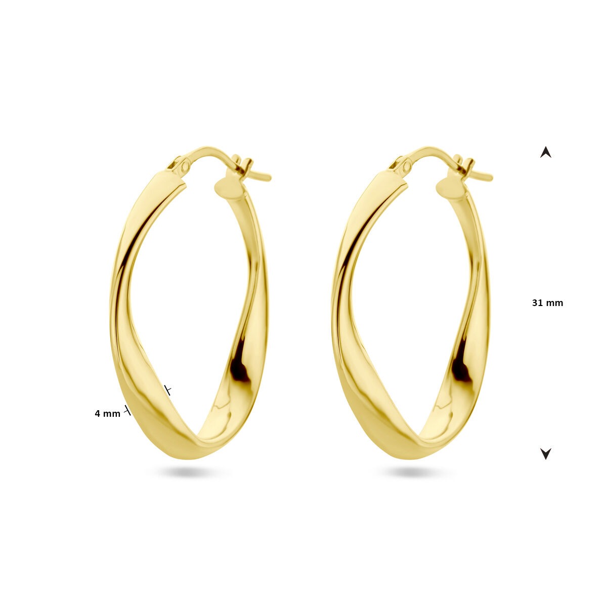 Orecchini a cerchio in argento dorato – 31x4 mm