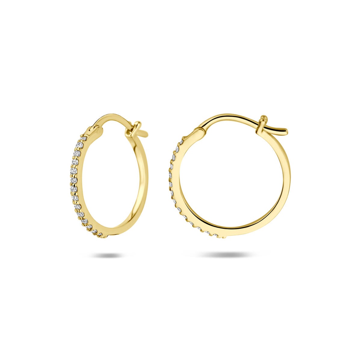 Orecchini a cerchio in oro giallo 14k con diamante lab grown 0,15 ct