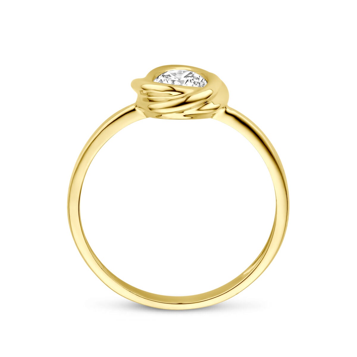 Anello da donna in oro giallo 14k con zirconi – anello solitario dal design classico