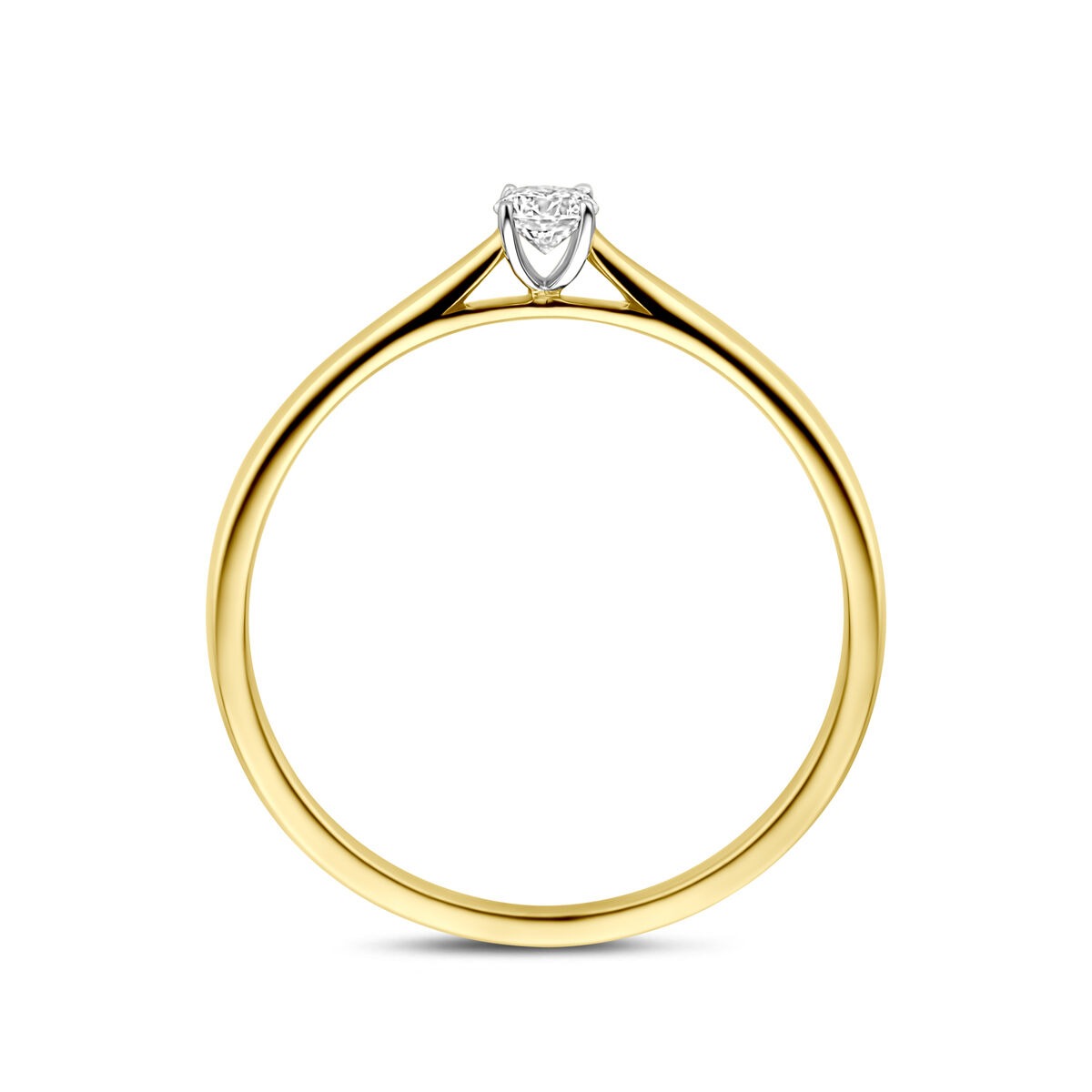 Anello bicolore in oro giallo e bianco 14k con diamante lab grown da 0,10 ct