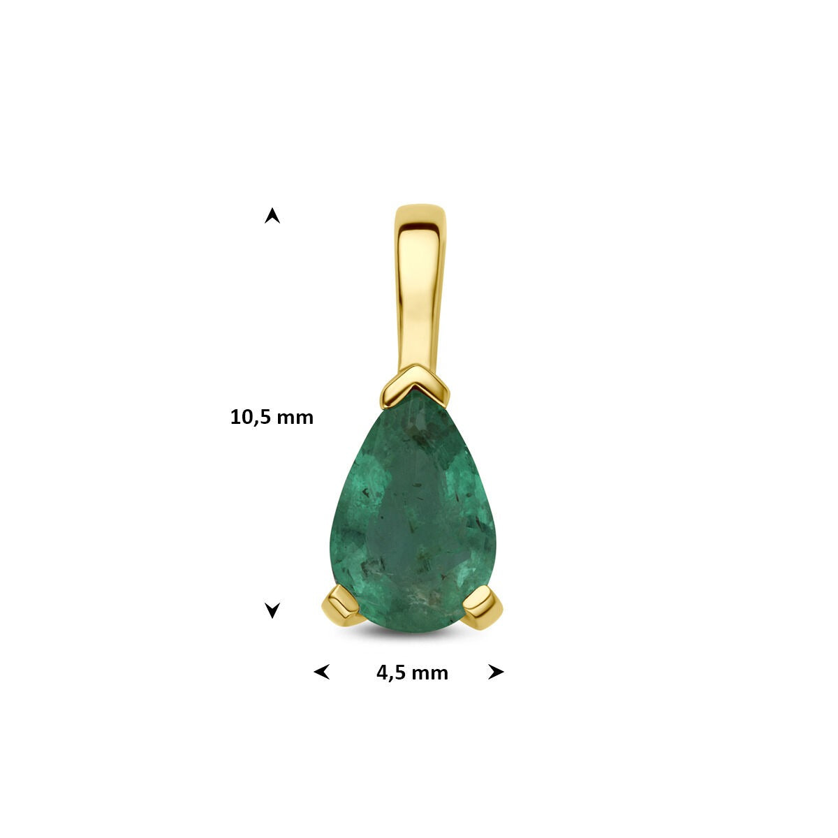 ciondolo in oro giallo 14k con smeraldo