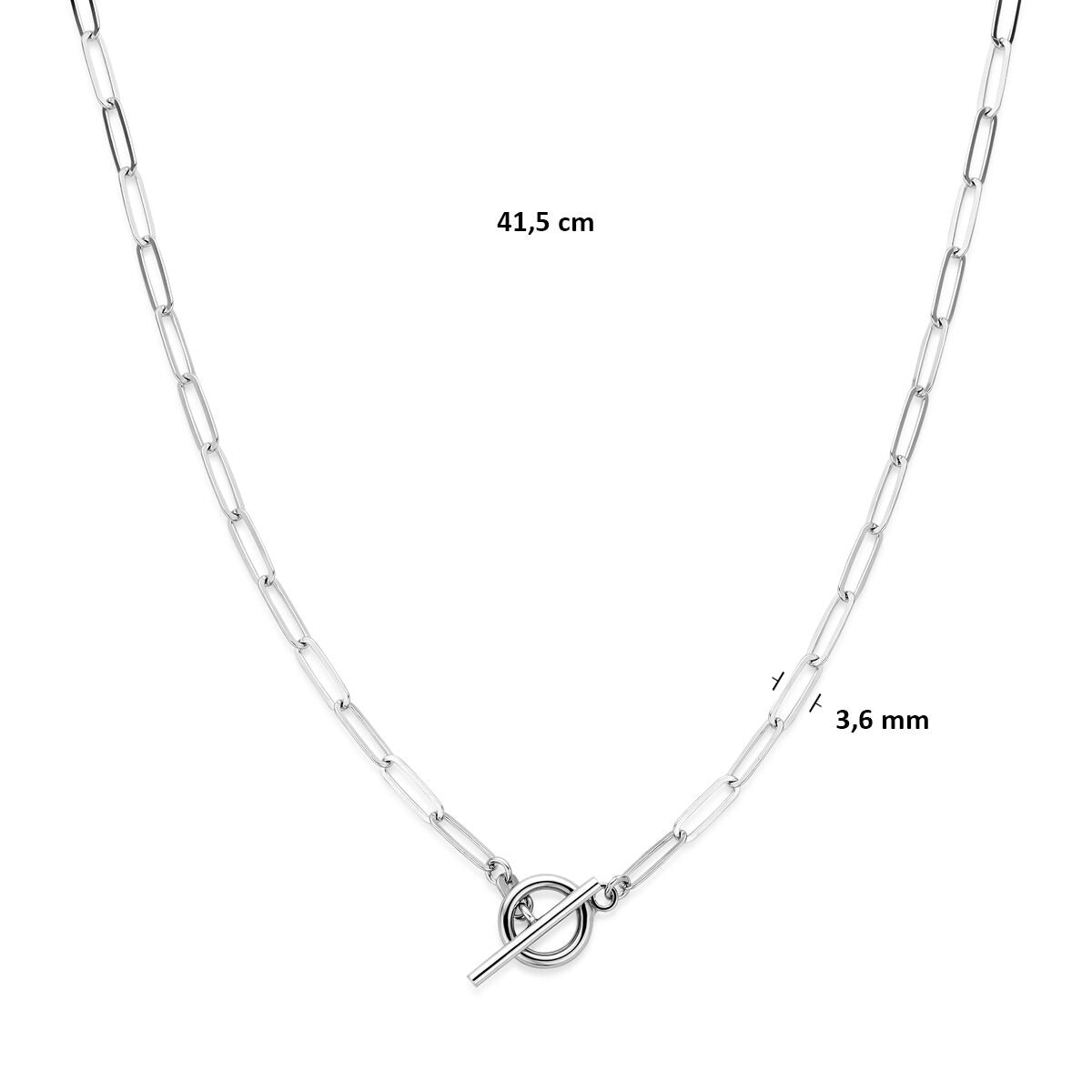 Collana in Argento Rodiato con Chiusura a T