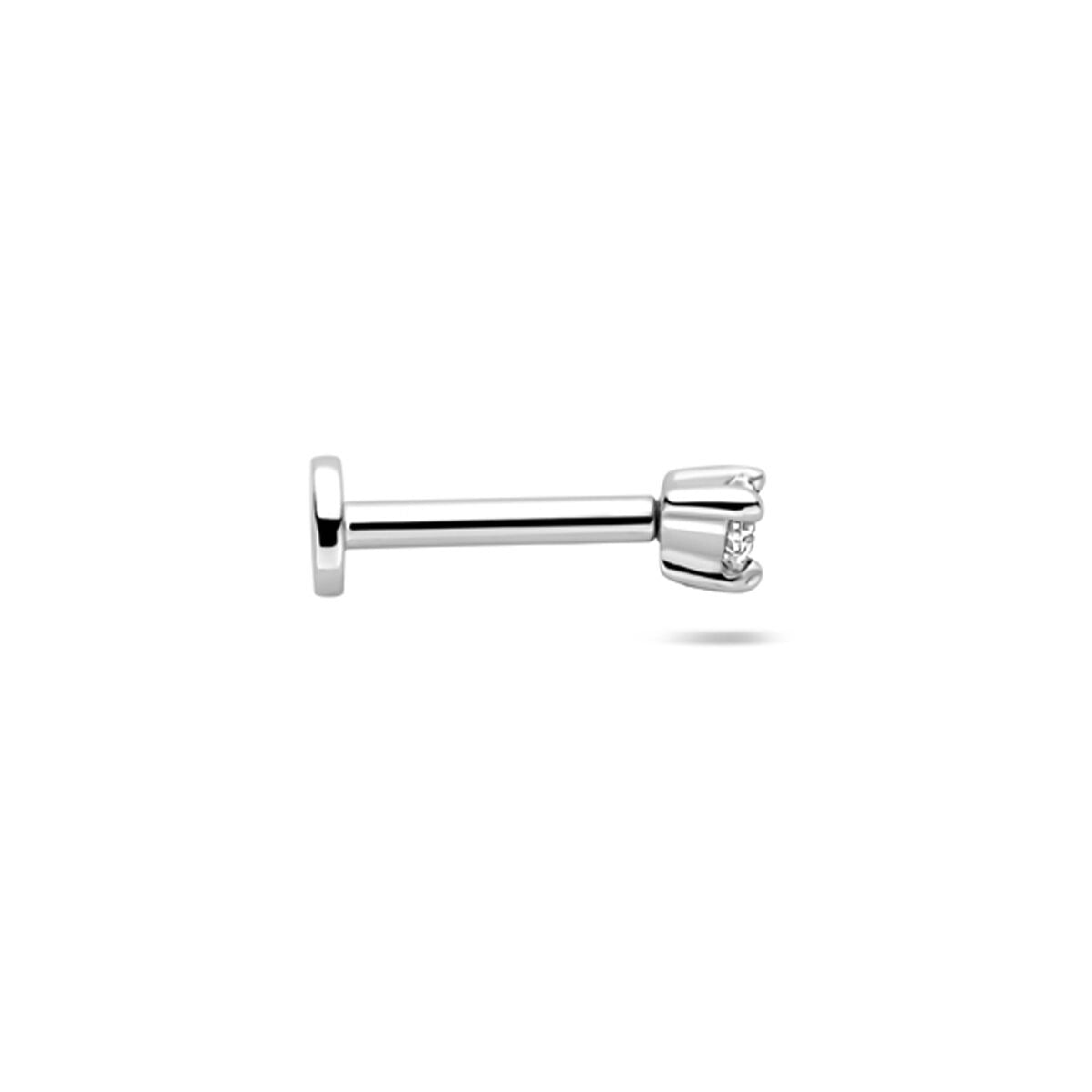 Piercing Flat Back in argento 925 rodiato con zirconia