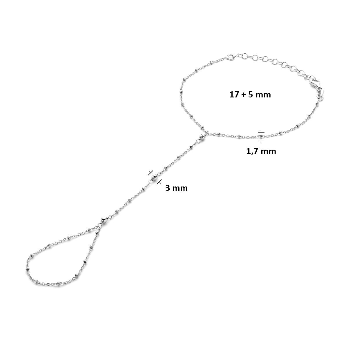 Bracciale a mano in argento 925 rodiato con maglia ancora