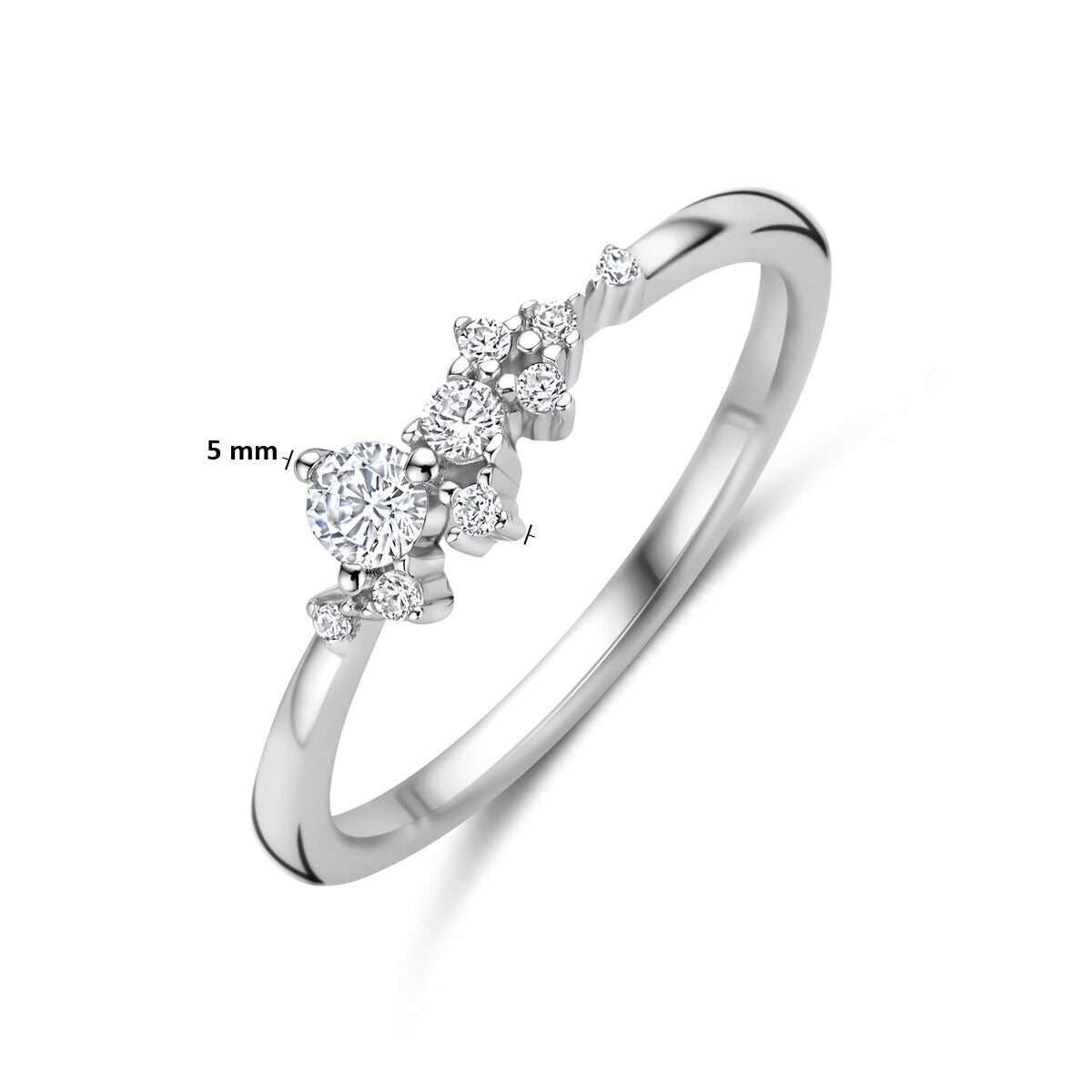 Anello da donna in argento con zircone a entourage – larghezza 5 mm