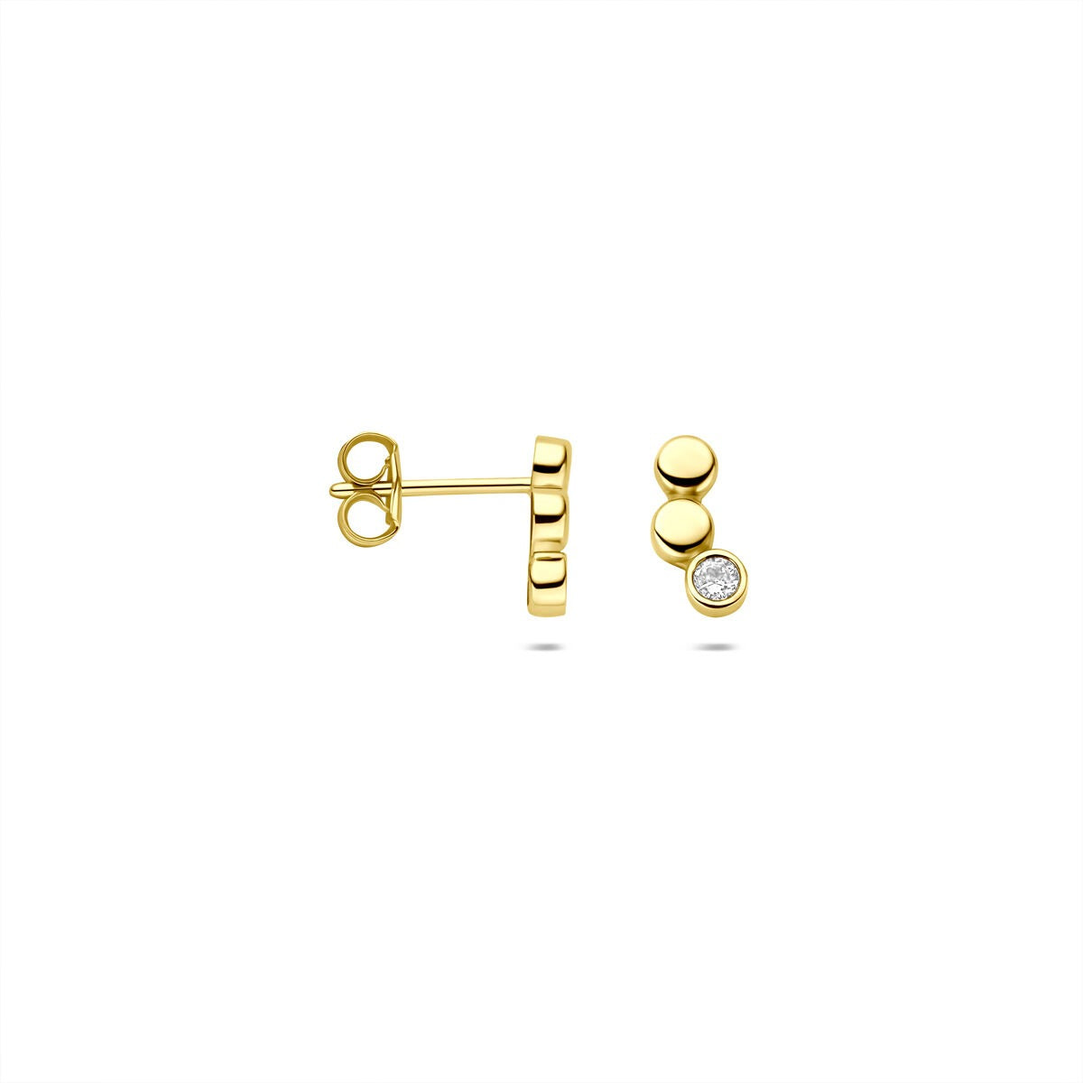 Orecchini a bottone in oro giallo 9k con zirconia – 8,5x4mm