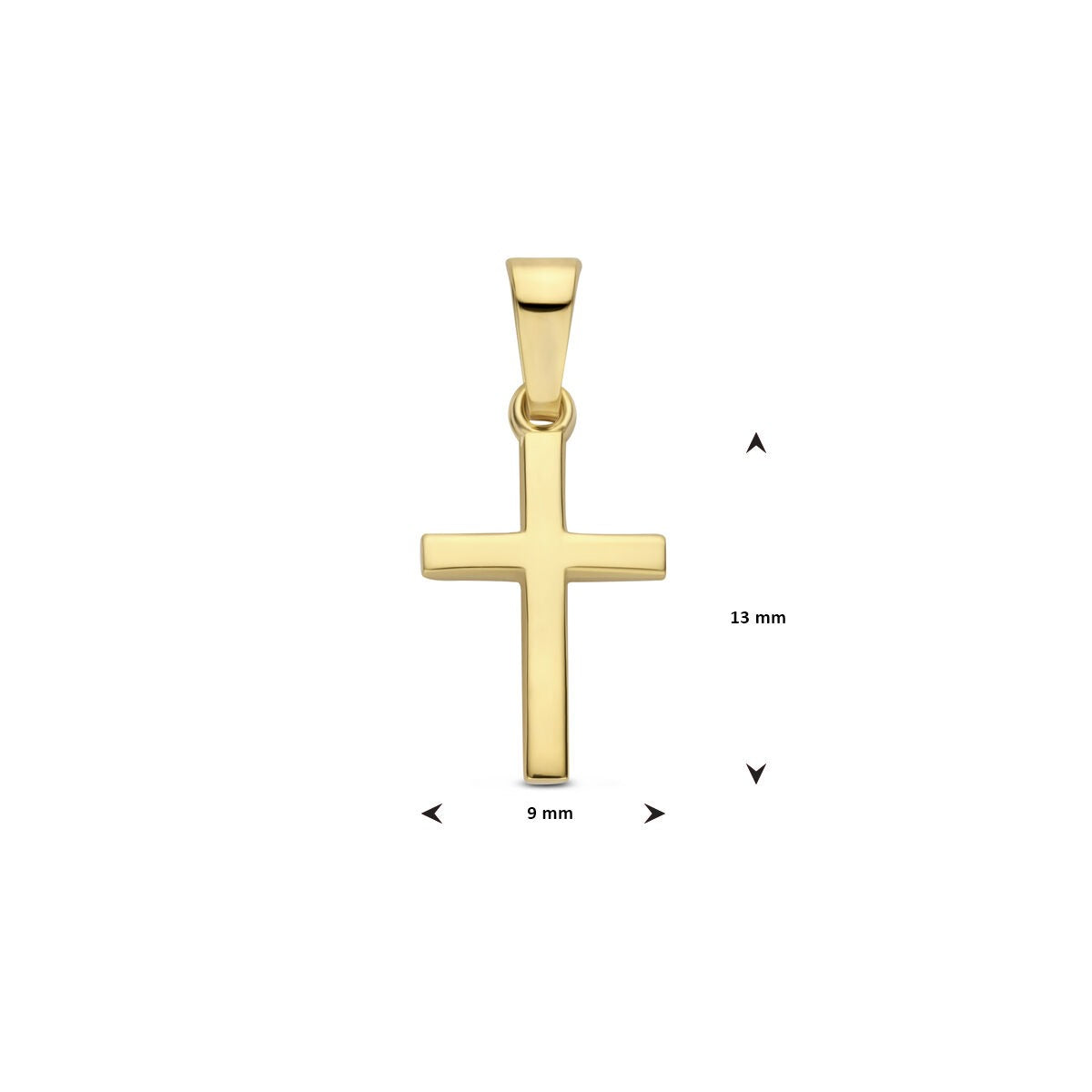 Ciondolo croce in oro giallo 14k – simbolo classico in formato raffinato
