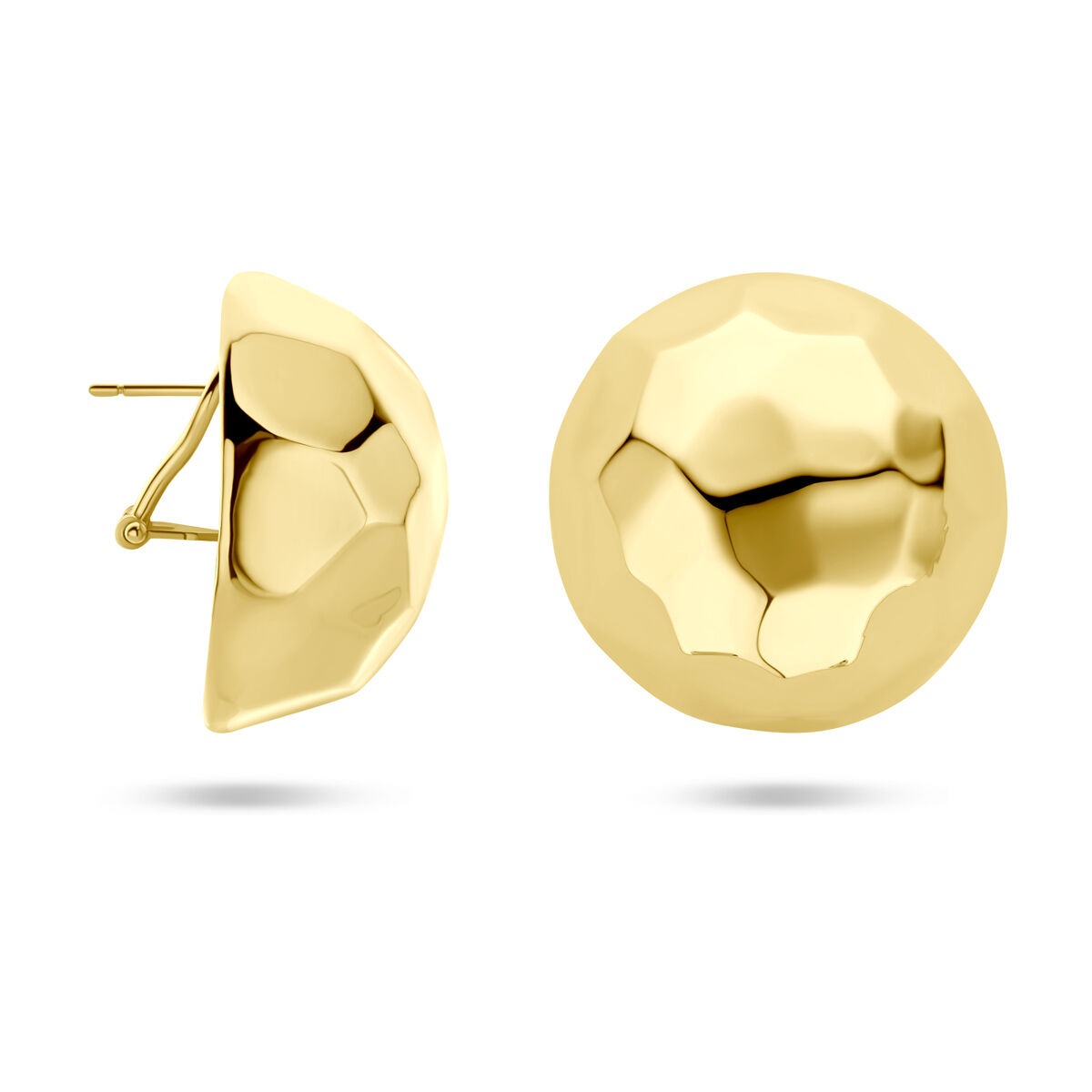 Orecchini a bottone in argento dorato – 30 mm, oro giallo su argento 925
