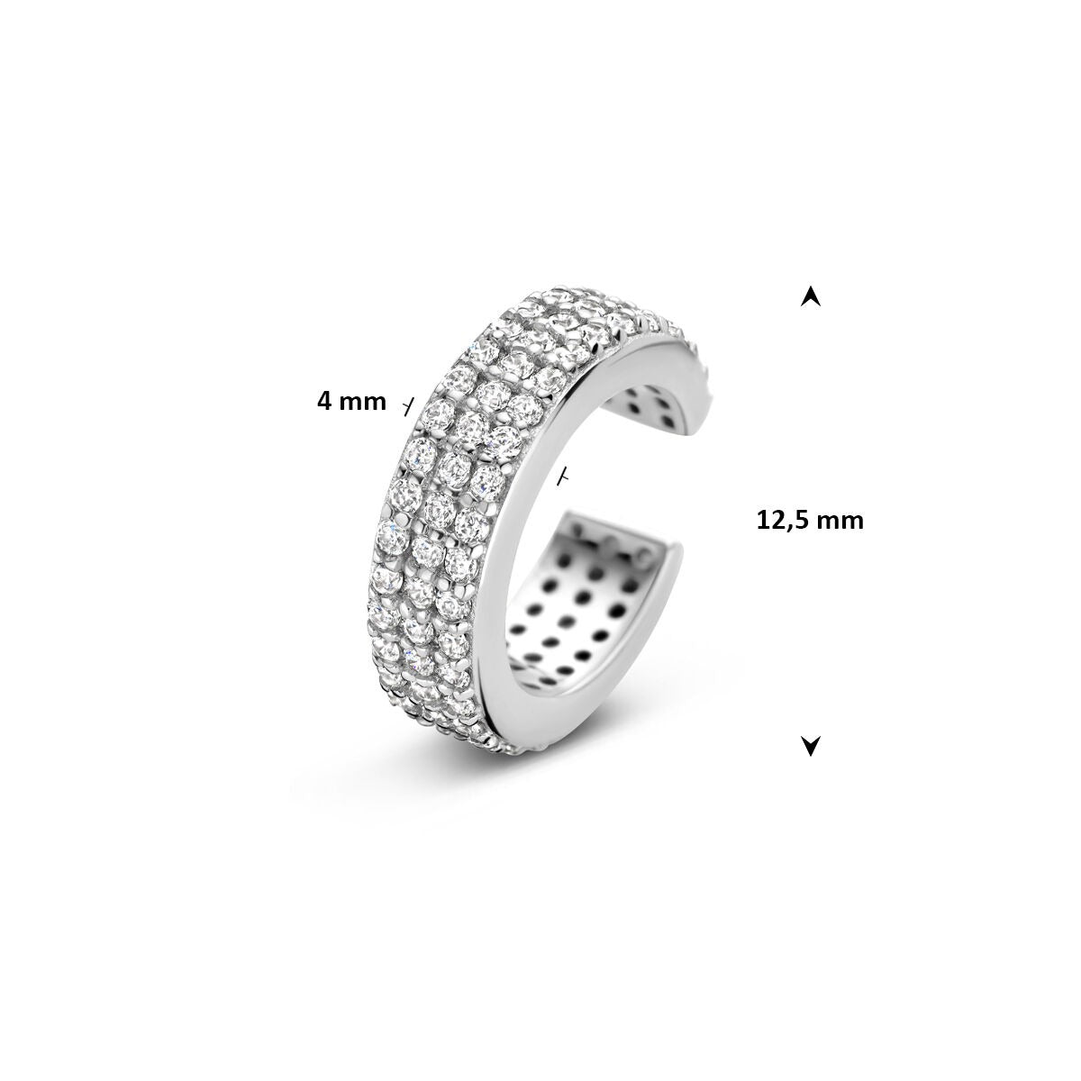 Ear cuff in argento con zirconia – rodiato 925