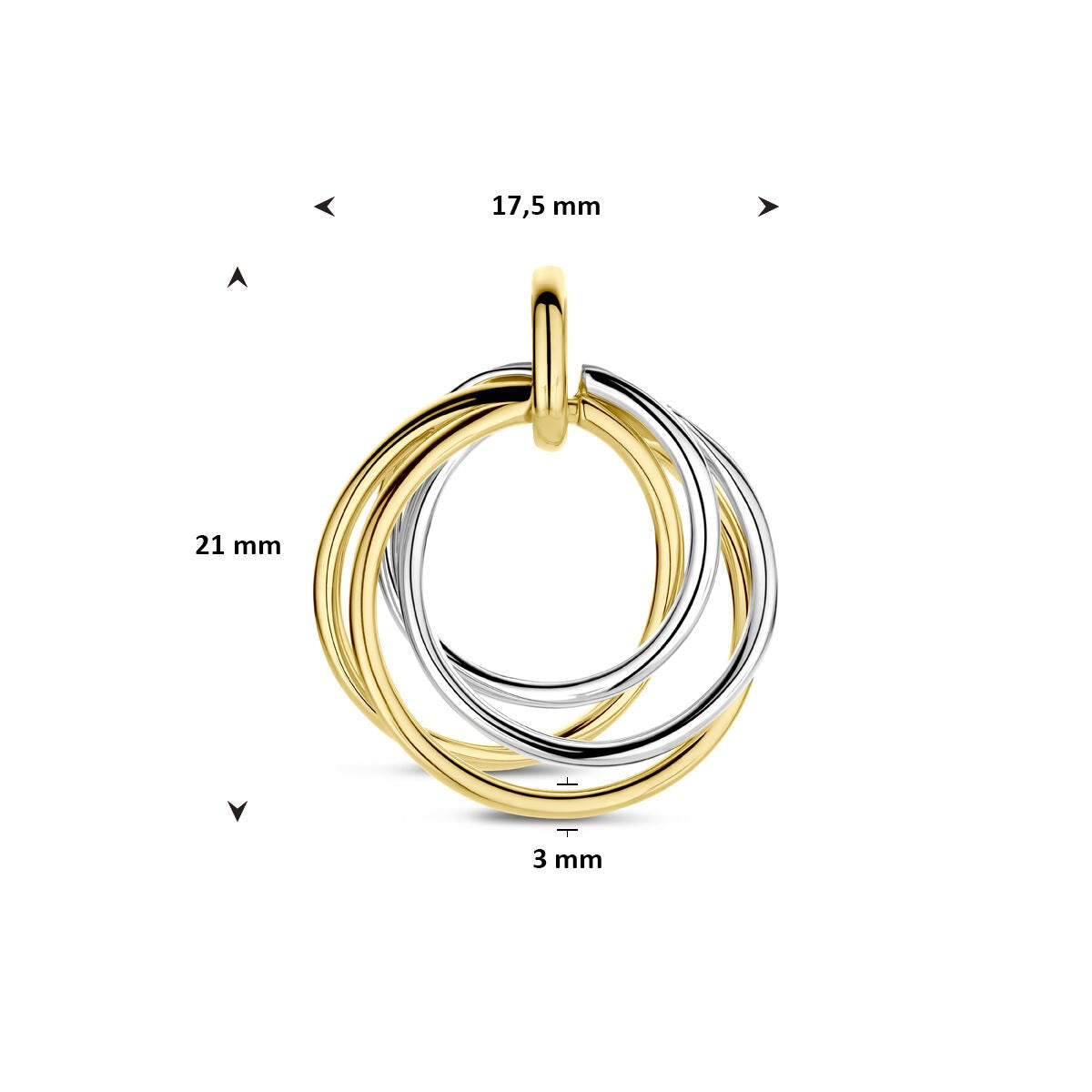 Ciondolo bicolore 14k in oro giallo e bianco – donna 21 mm