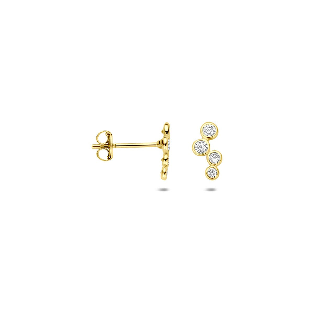 Orecchini a bottone in oro giallo con zircone – 14k