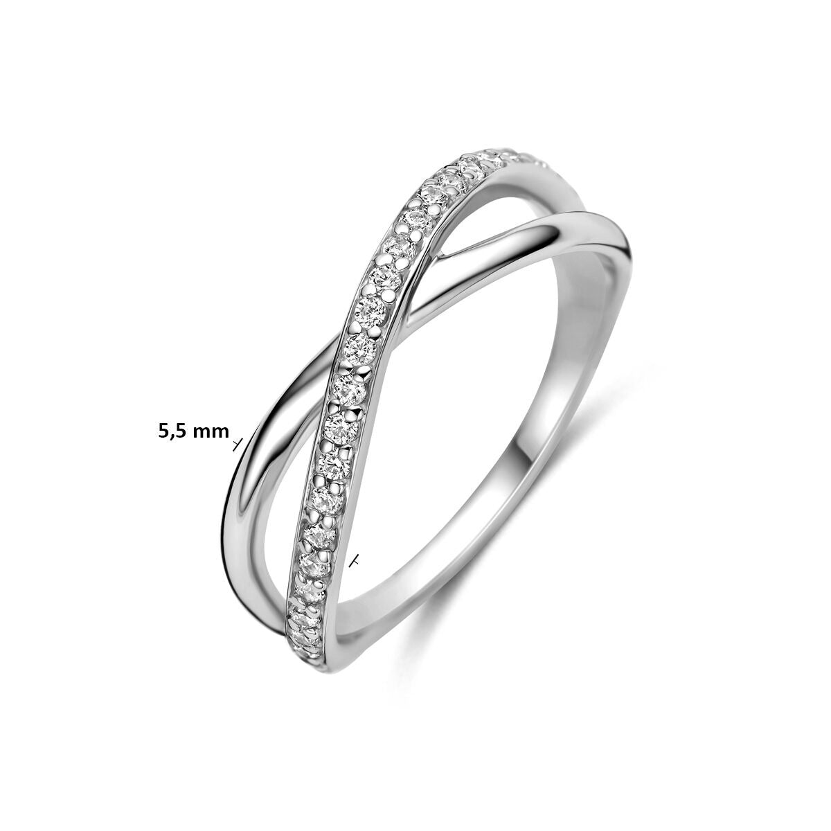 Anello in argento 925 rodiato con zirconia
