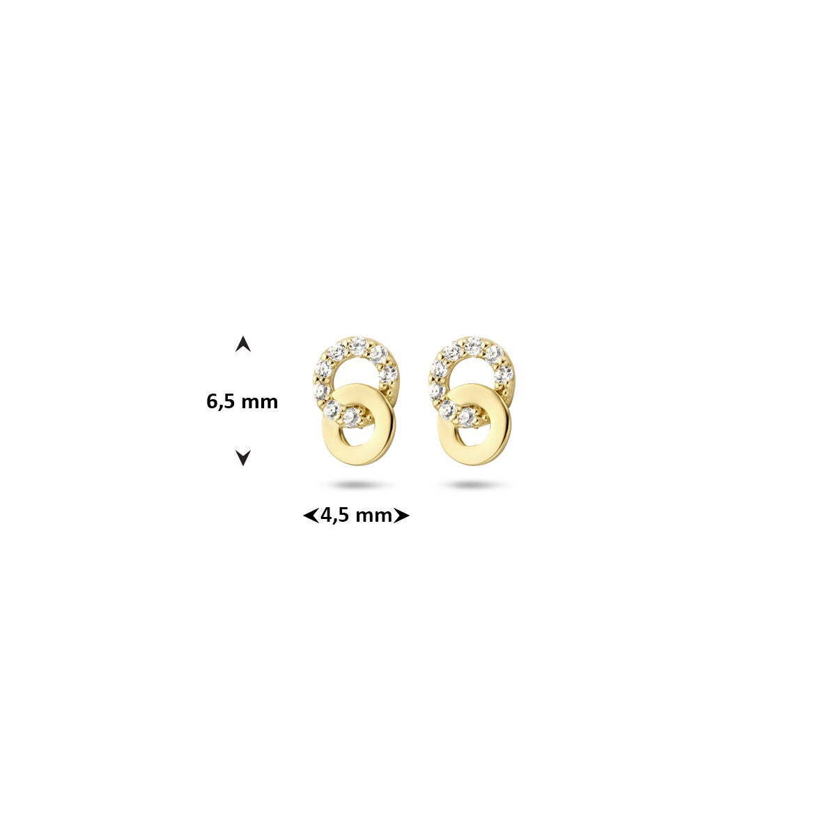 Orecchini a bottone in oro con zirconi – 14k, montatura entourage