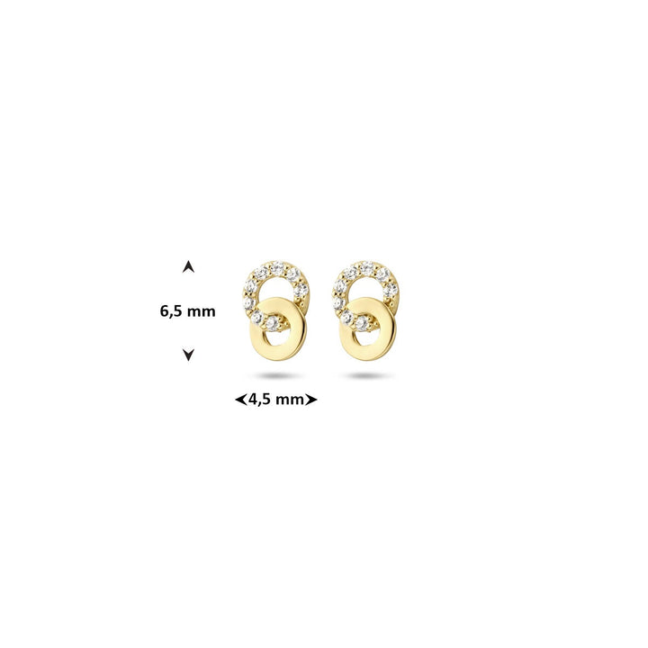 Gouden oorknoppen met zirkonia – 14k, entourage zetting