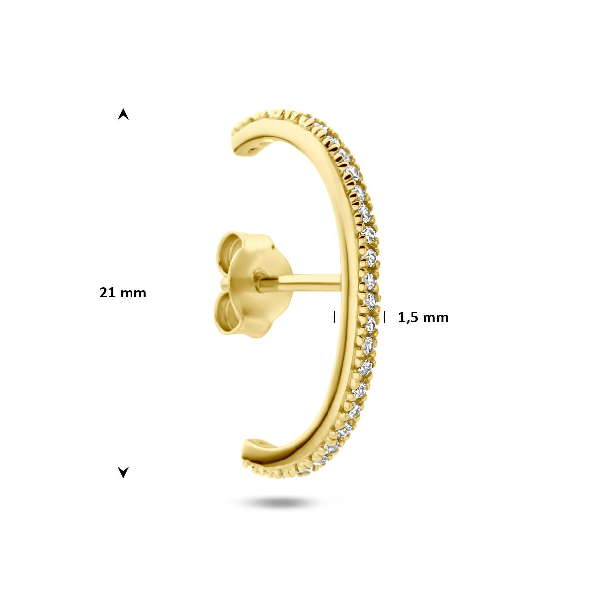 Orecchino suspender in argento 925 dorato con zircone