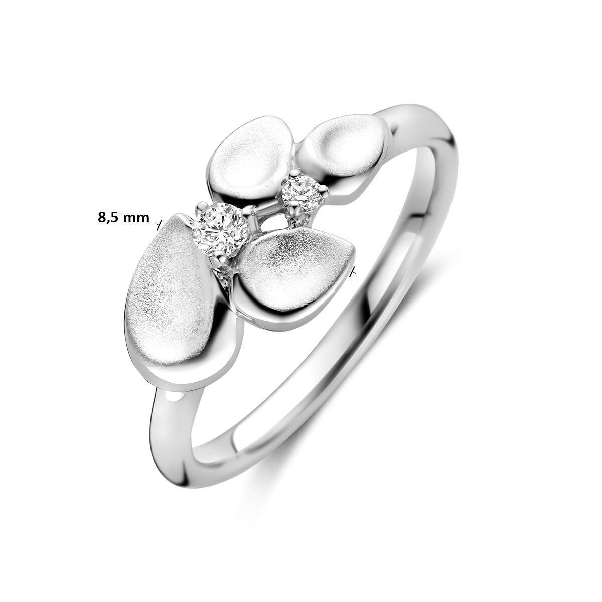 Anello da donna in argento rodiato con zirconia – largo 8,5 mm
