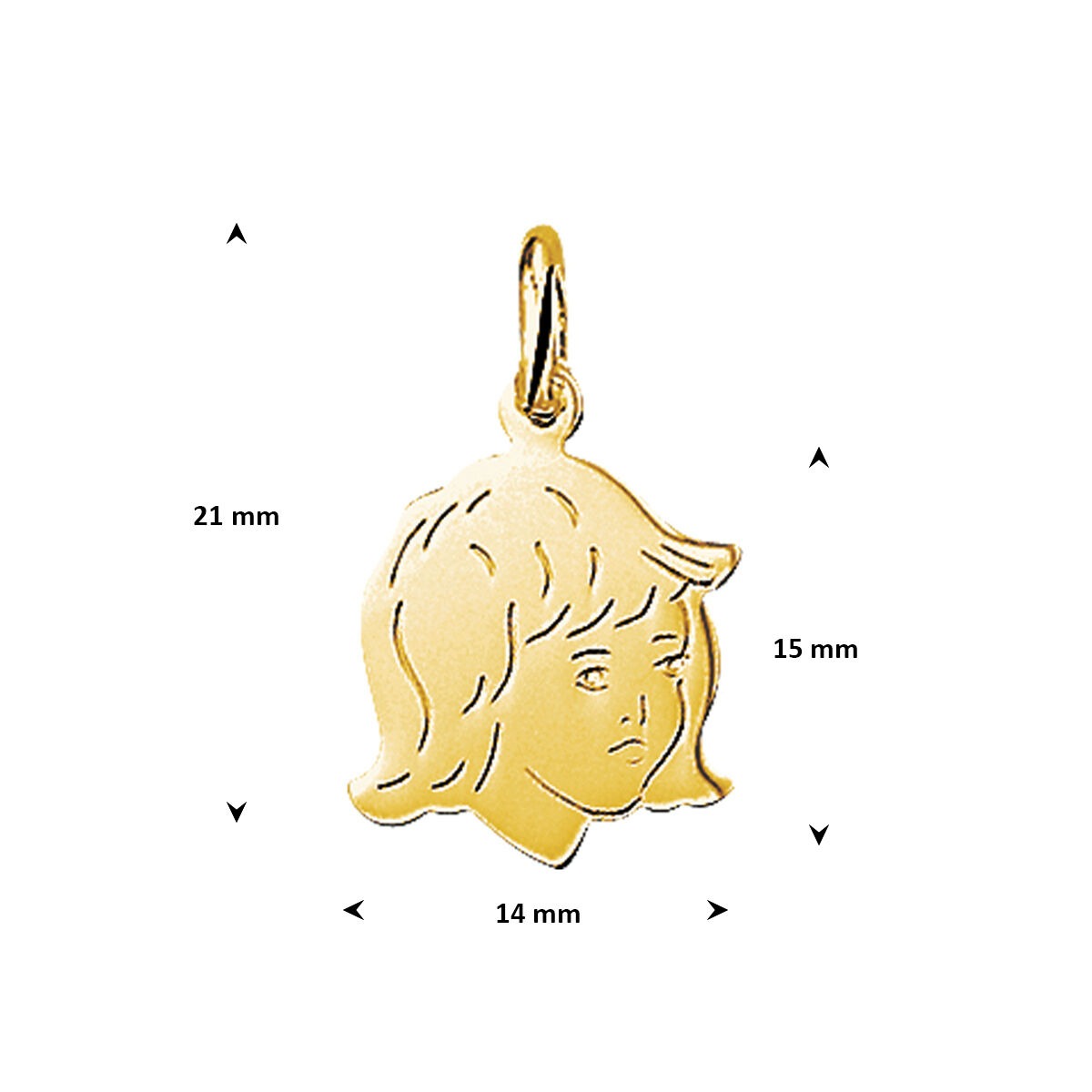Ciondolo profilo bambino in oro giallo 9k
