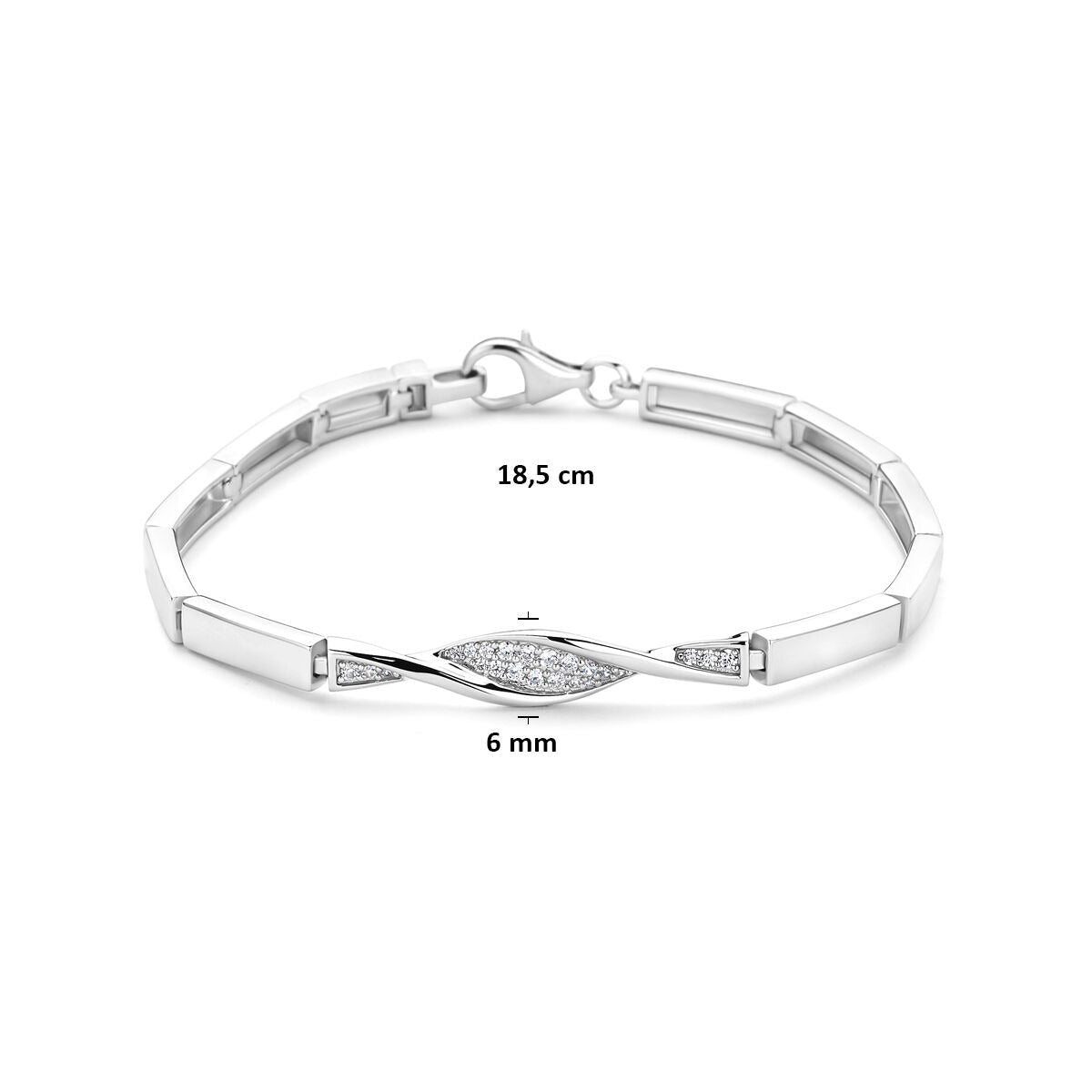 Bracciale in argento 925 rodiato con zircone
