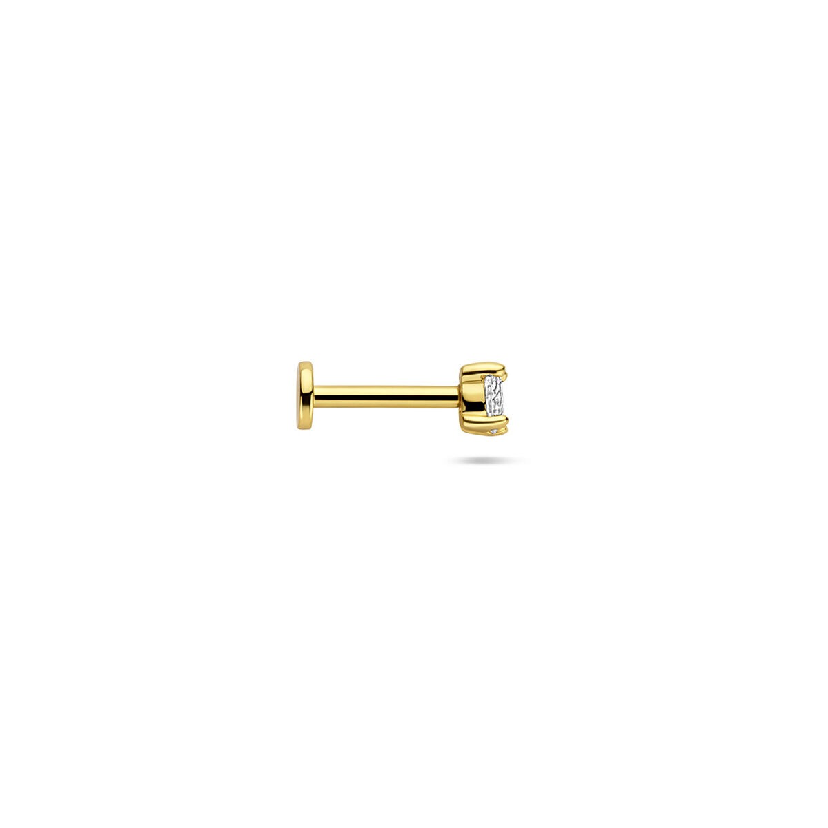 Piercing flat back in argento 925 dorato con zircone ovale