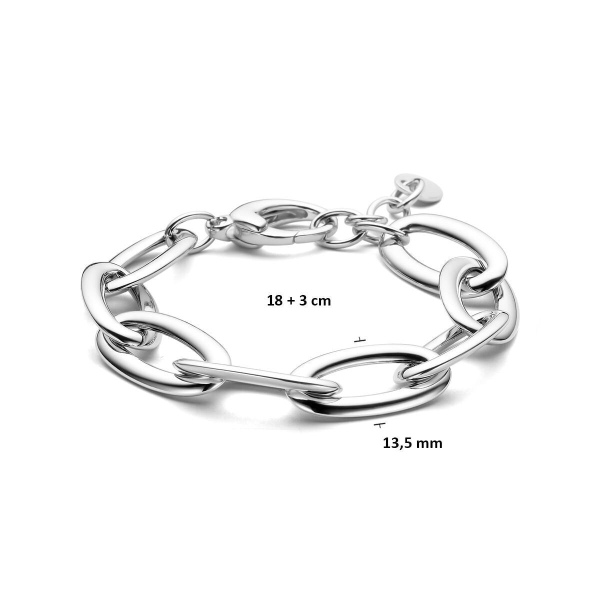 Bracciale da donna in argento – maglia ad ancora rodiata 13,5 mm