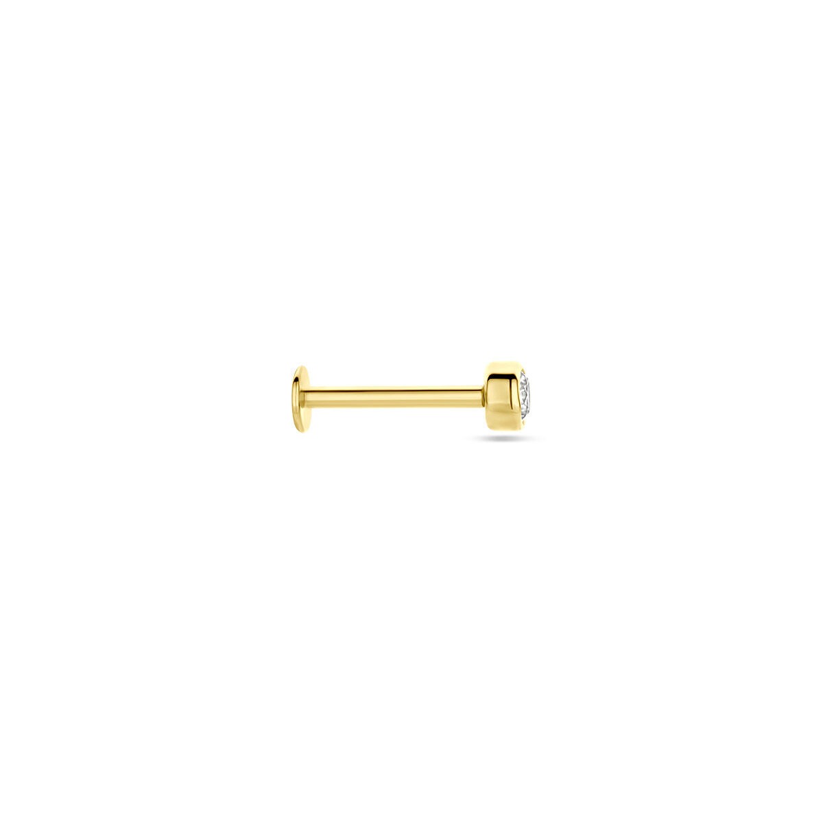 Piercing flat back in oro giallo 9k con zircone 3 mm