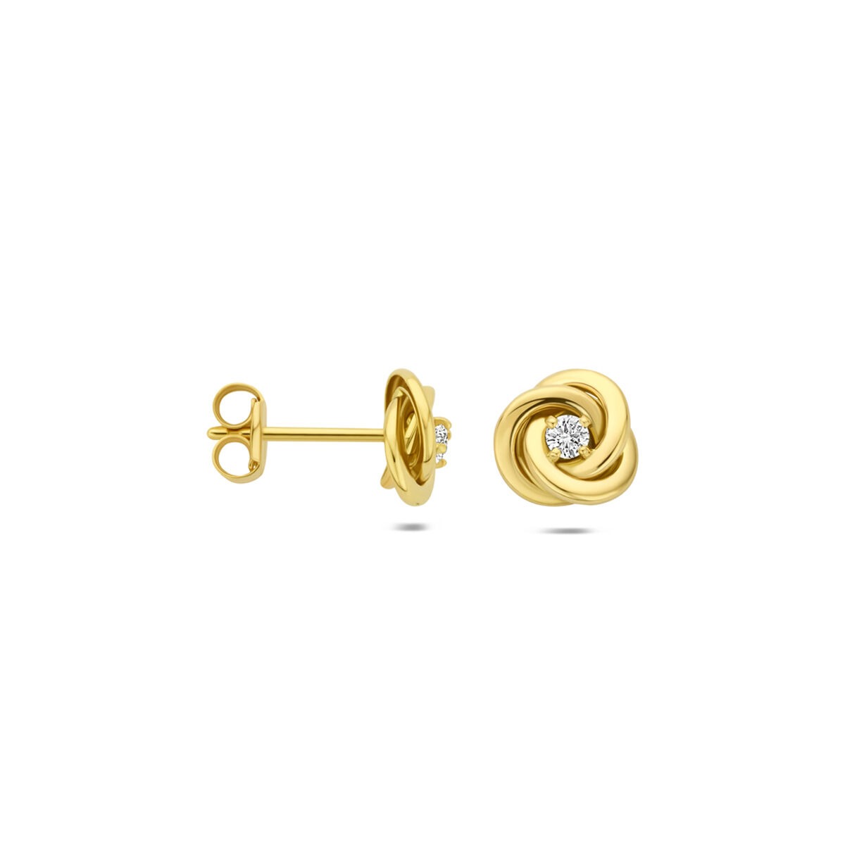 Orecchini a bottone in oro giallo 14k con diamante coltivato in laboratorio 0,07 ct