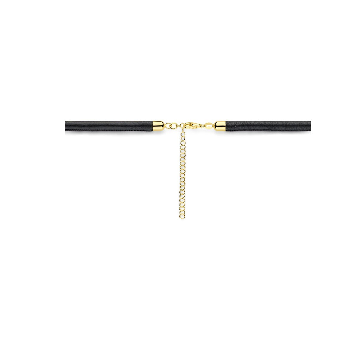 Collana in argento placcato oro con cuore e laccio nero