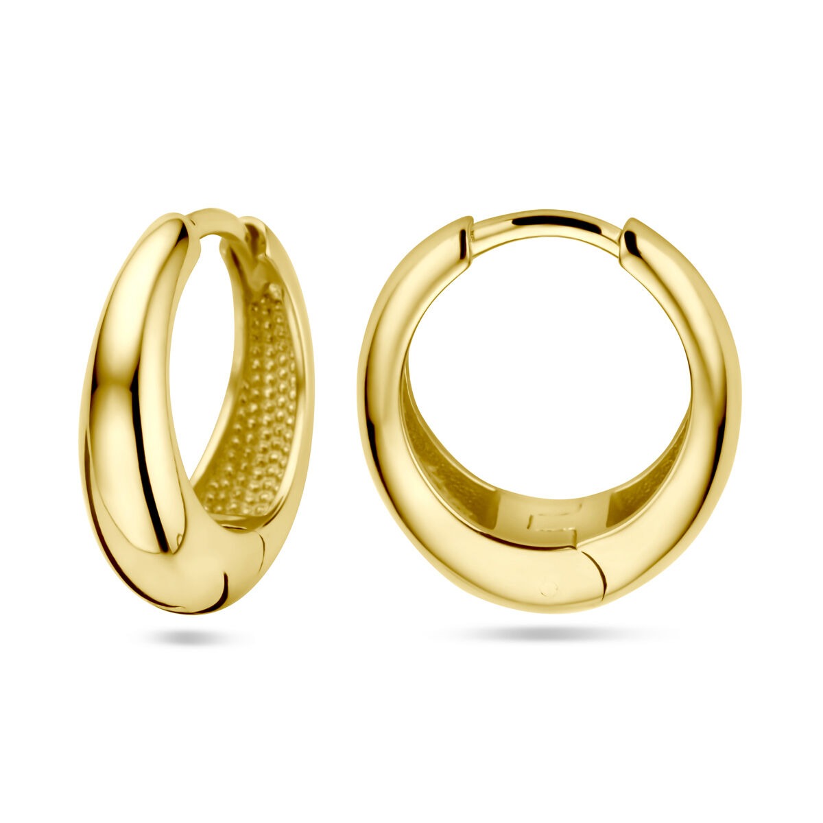 Orecchini a cerchio con cerniera in oro 14k da donna – 14,5 mm