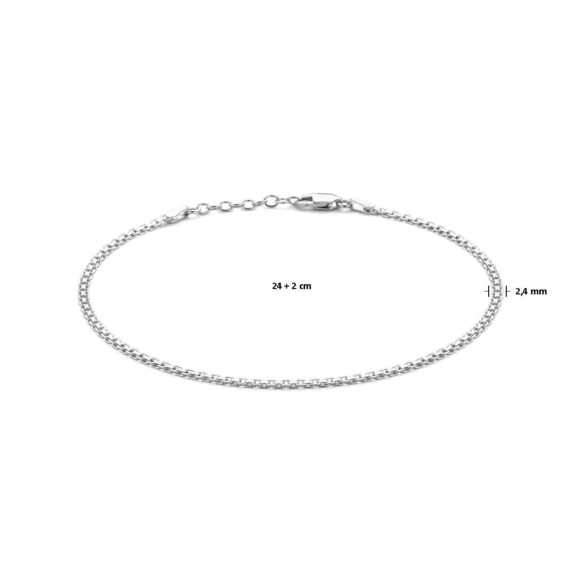 Cavigliera in argento con maglia bismarck – argento 925 rodiato, 24–26 cm