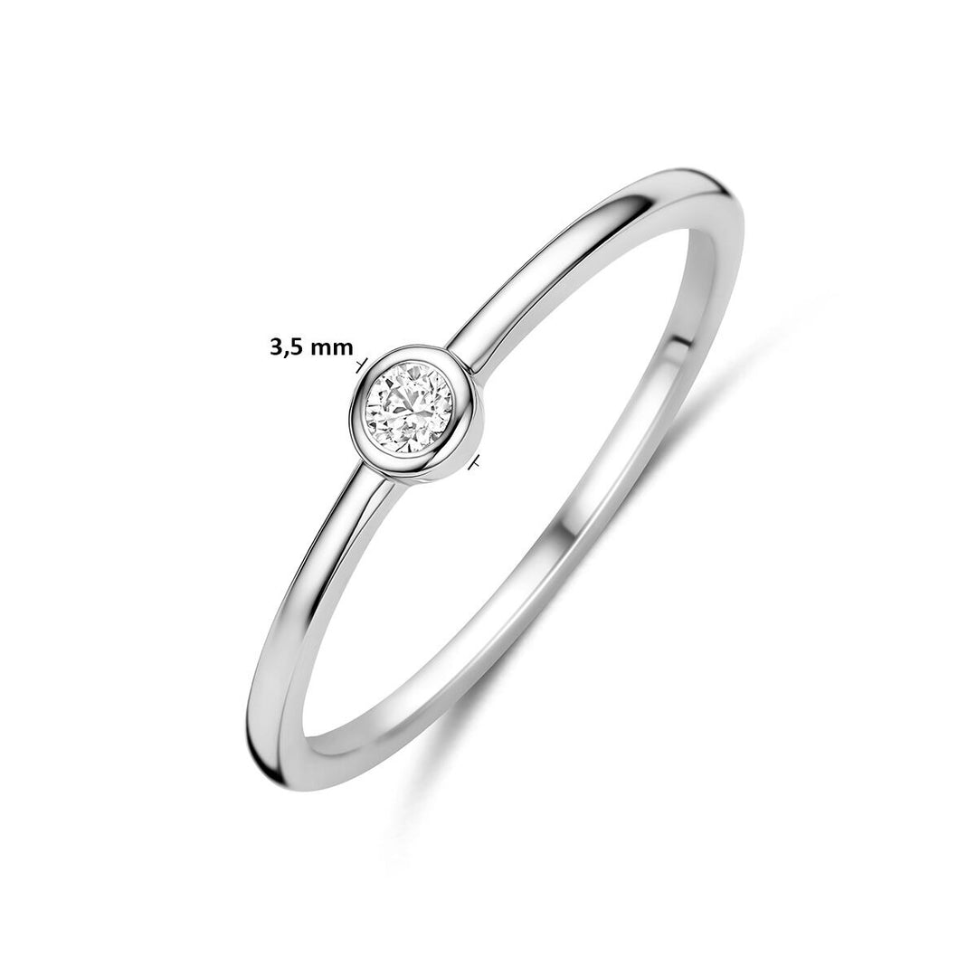 Gerhodineerd 925 zilveren ring met zirkonia