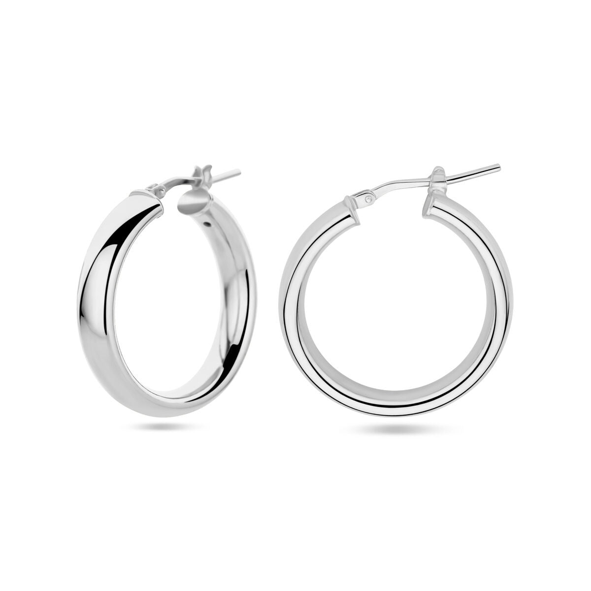 Orecchini a cerchio semicircolari in argento rodiato 26 mm