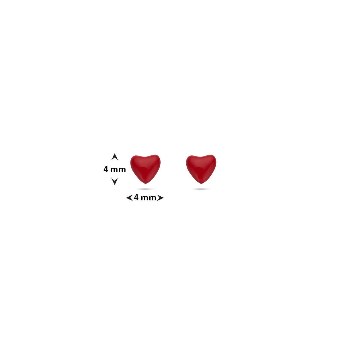 Orecchini a lobo da bambino in argento cuore rodiato 4mm