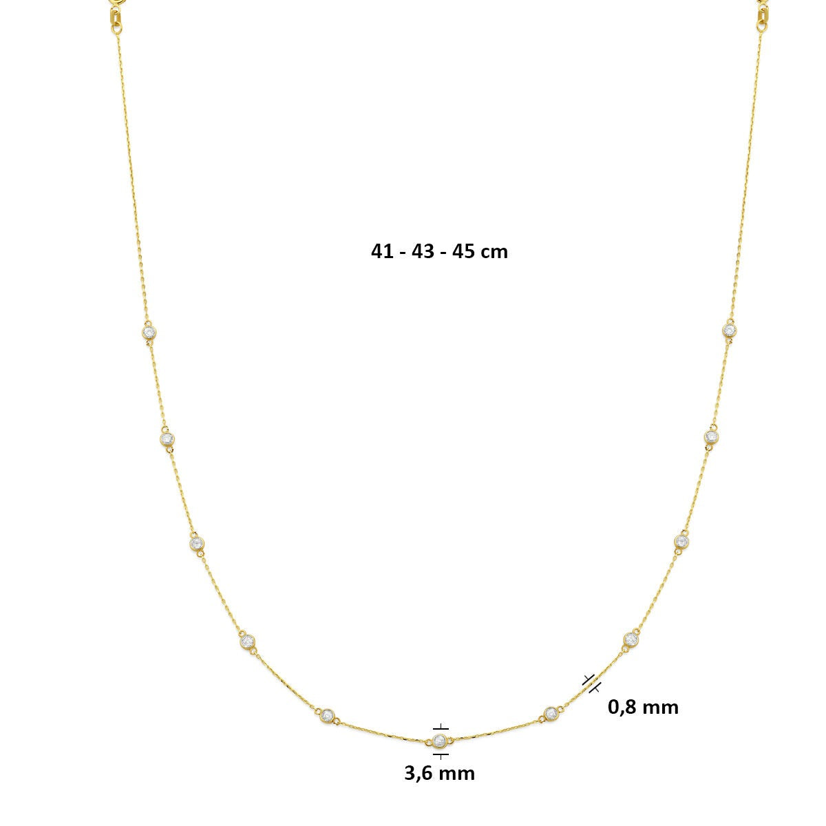Collana in oro giallo 14k con zirconi