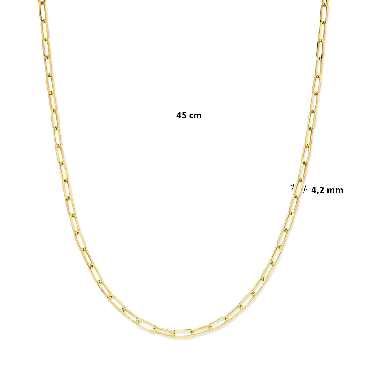 Collana in oro giallo 14k con anima in argento 45 cm