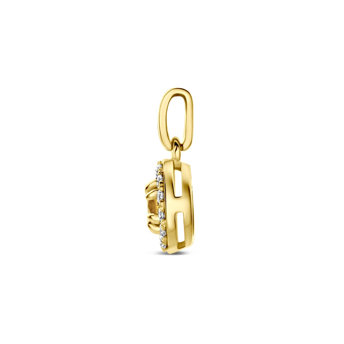 Ciondolo in oro giallo 14k con citrino e diamante lab grown