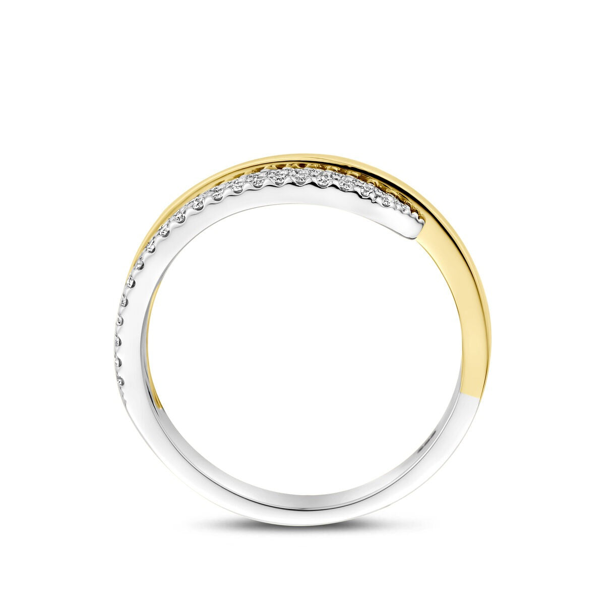 Anello in oro bicolore 14k con diamante 0.40ct