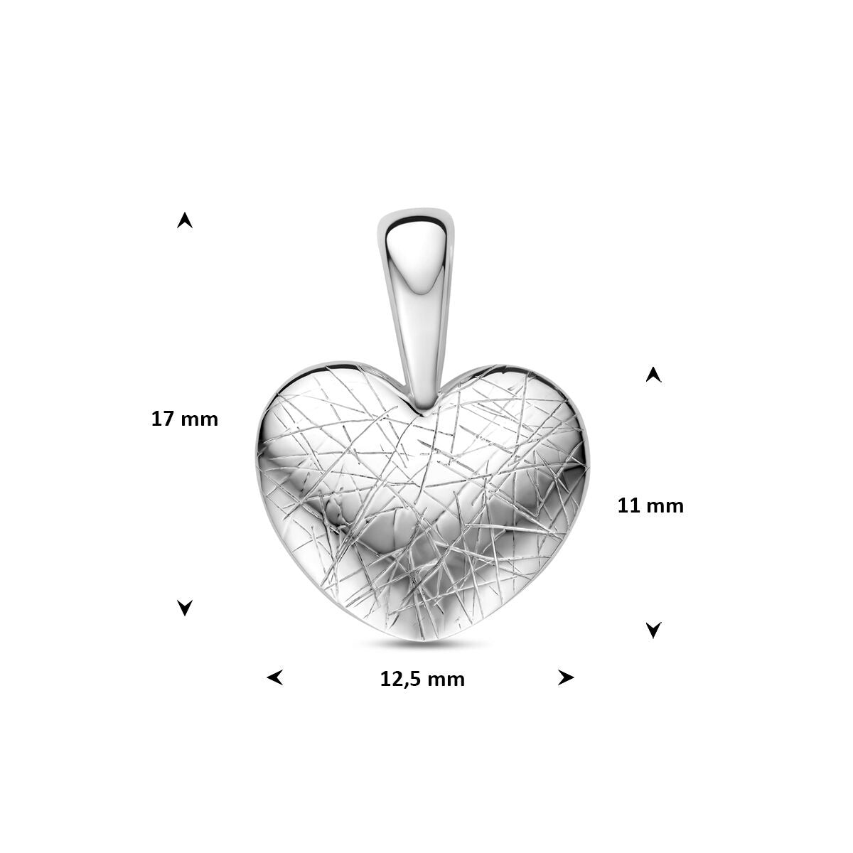 Ciondolo a cuore in argento 925 rodiato