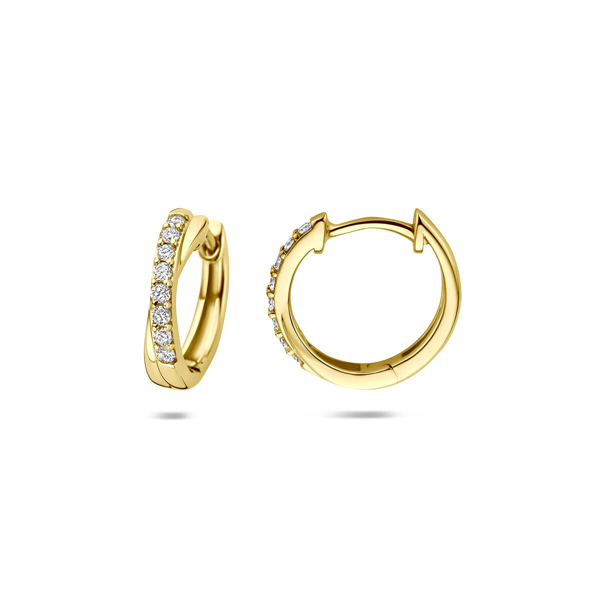 Orecchini a cerchio in oro giallo 14k con diamante lab grown 0,20 ct