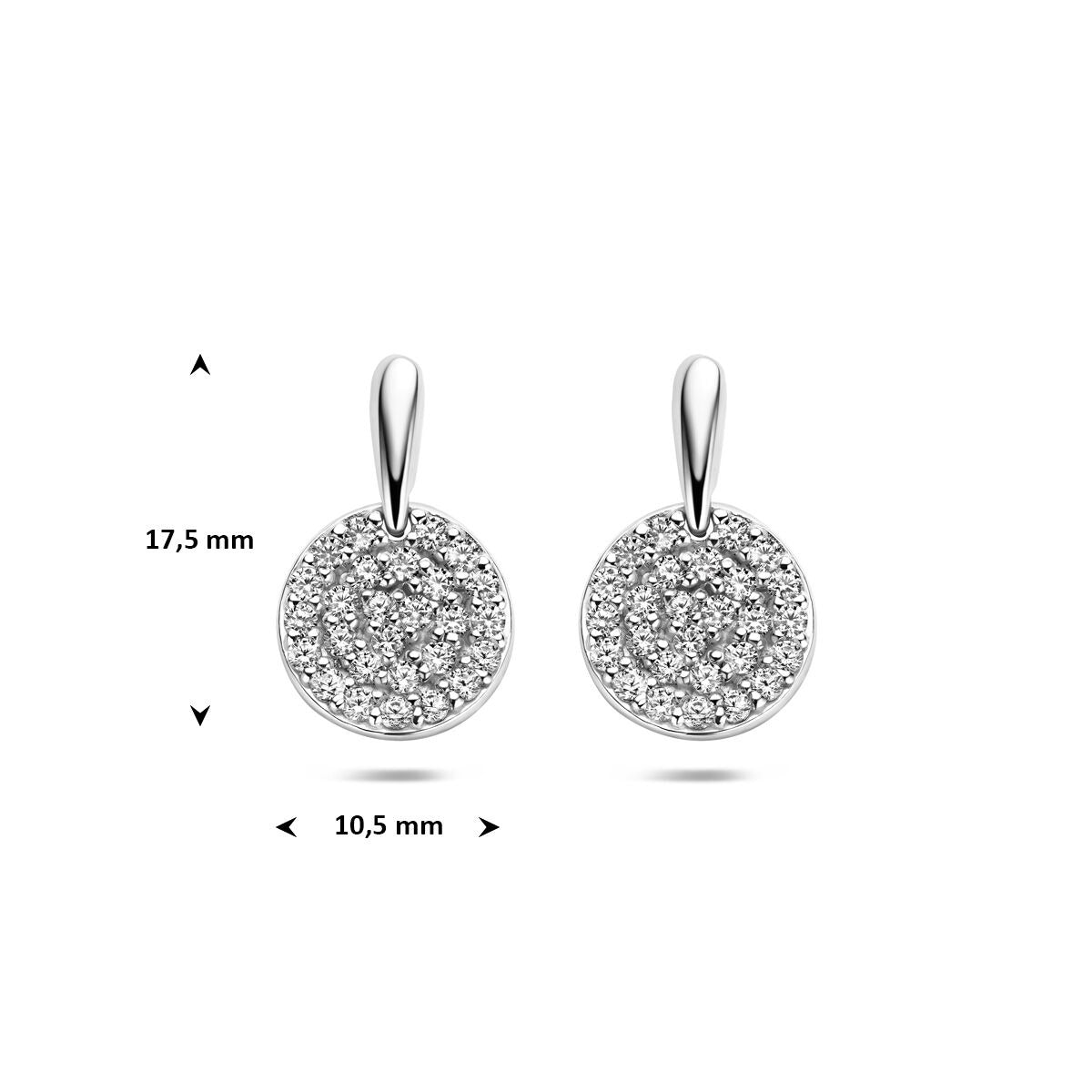 Orecchini pendenti in argento rodiato con zirconia pavé