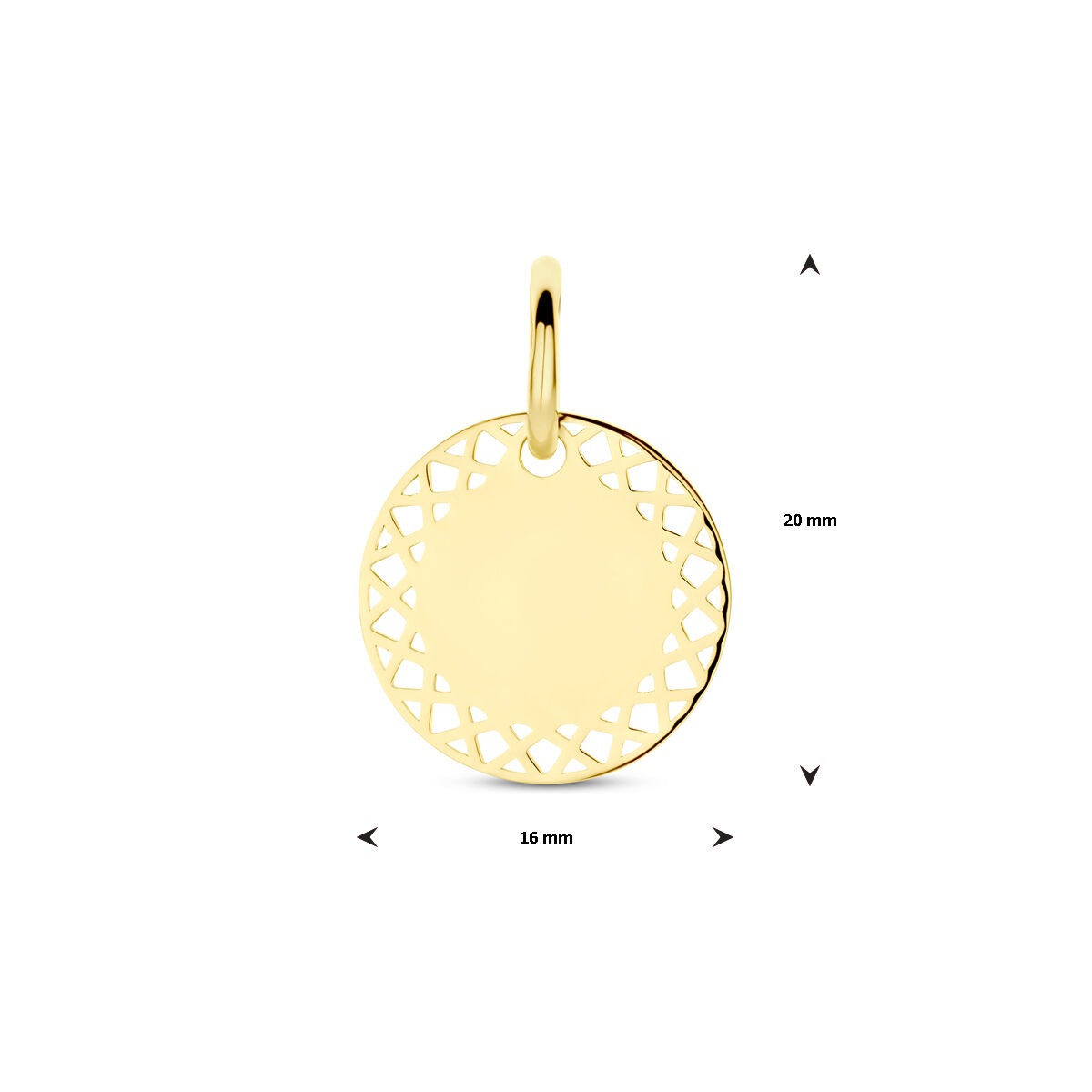 Ciondolo da incidere rotondo in oro giallo 14k