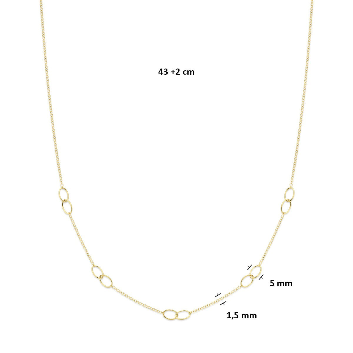 Collana in oro giallo 14k a maglia ovale
