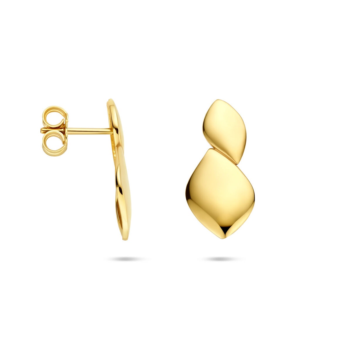 Orecchini a bottone in oro 14k dal design allungato