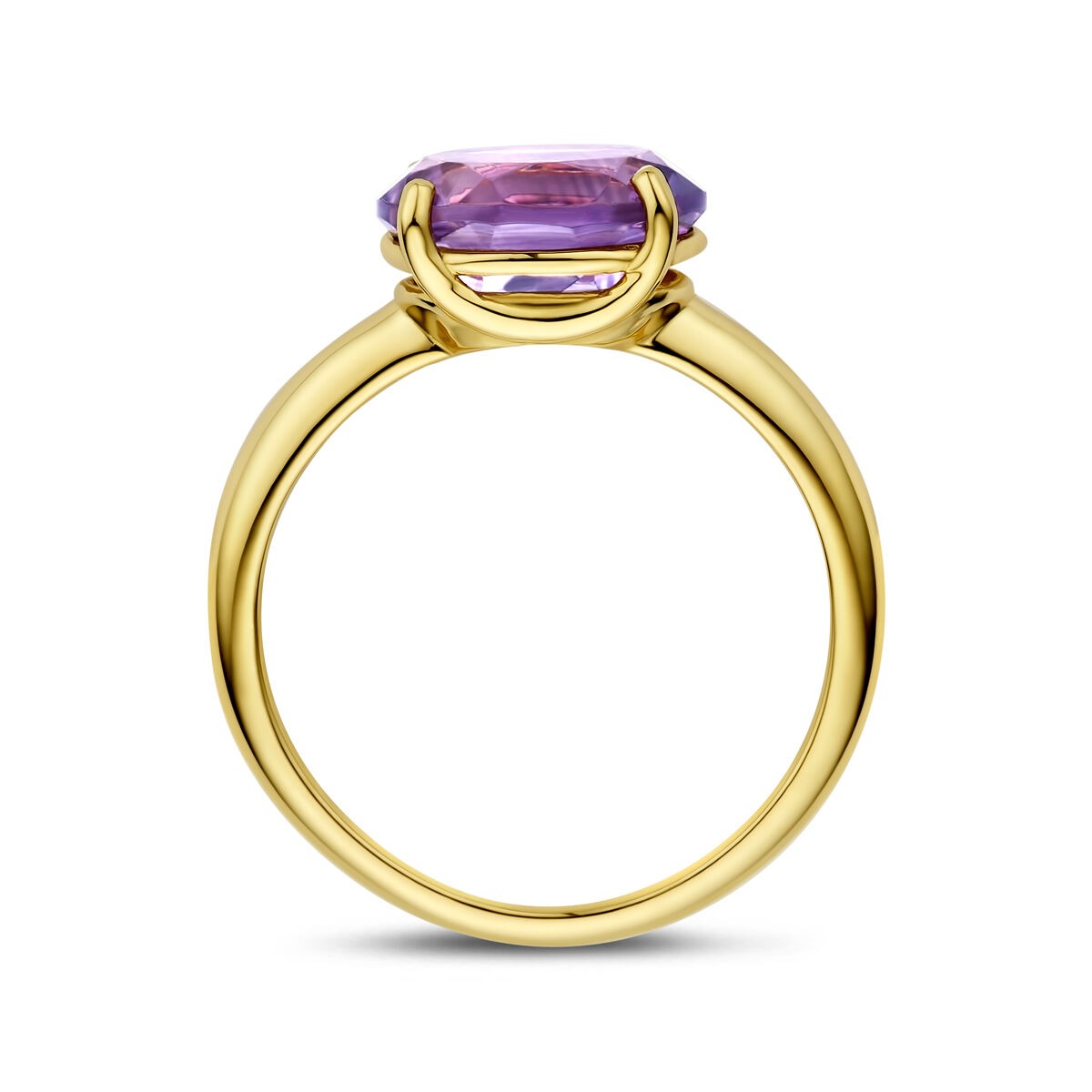 Anello in oro giallo 14k con ametista